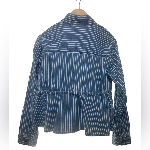 Future Collective Striped Peplum Denim Jacket  NWT - Picture 3 of 4